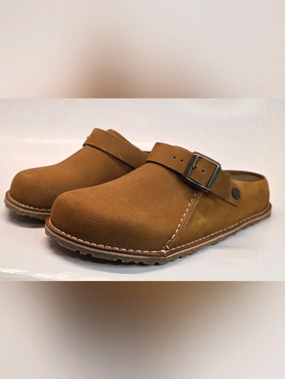 Men's Birkenstock Lutry Premium Suede Leather Clog Shoes Brown Men's Sz 43 Sz 10